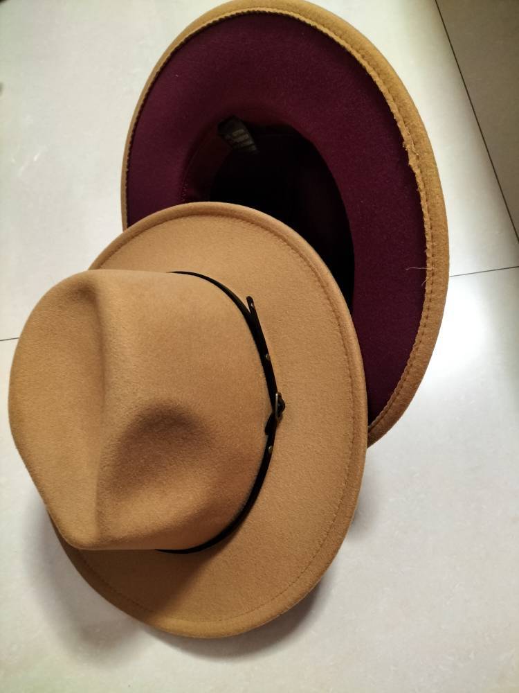 Chapeau Fedora en laine à blocs de couleur élégant pour hommes et femmes