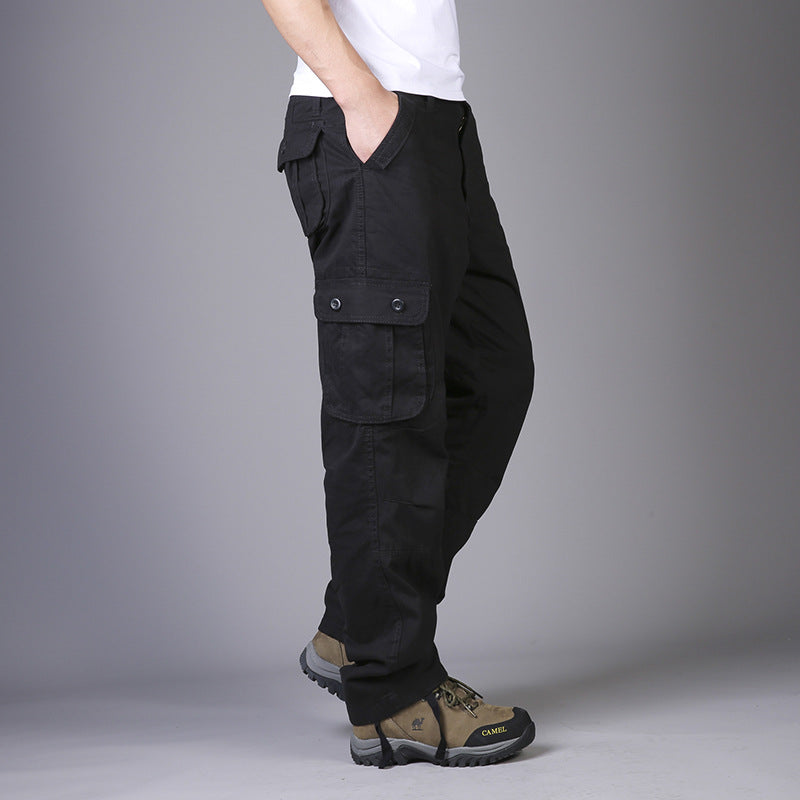 Men's Lightweight Summer Cargo Pants with Pockets Six Pocket Black