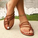 Women's Woven Clip-Toe Roman Sandals for Summer
