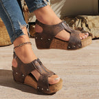 Women's Zipper Wedge Sandals for Summer
