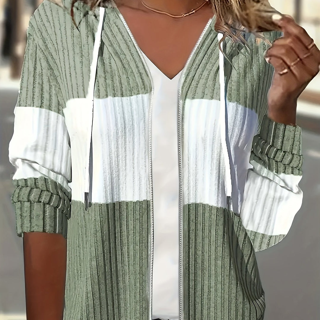 Women's Ribbed Zip-Up Hoodie