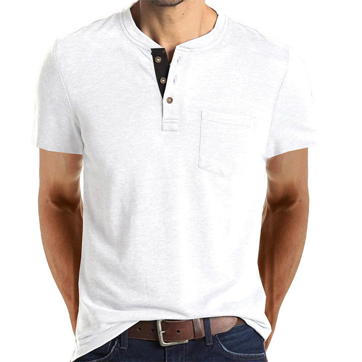 Men's Casual Short Sleeve Pocket Henley T-Shirt