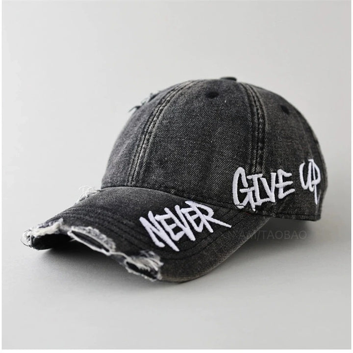 Casquette de baseball usée Never Give Up – Chapeau vintage unisexe