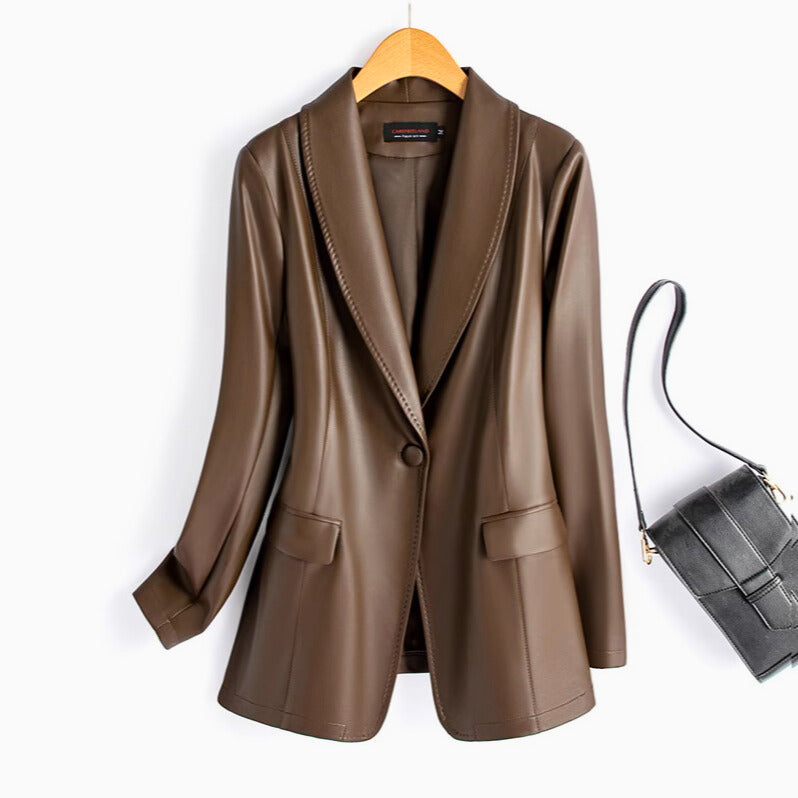 Women's Stylish Leather Blazer for the Modern Boss