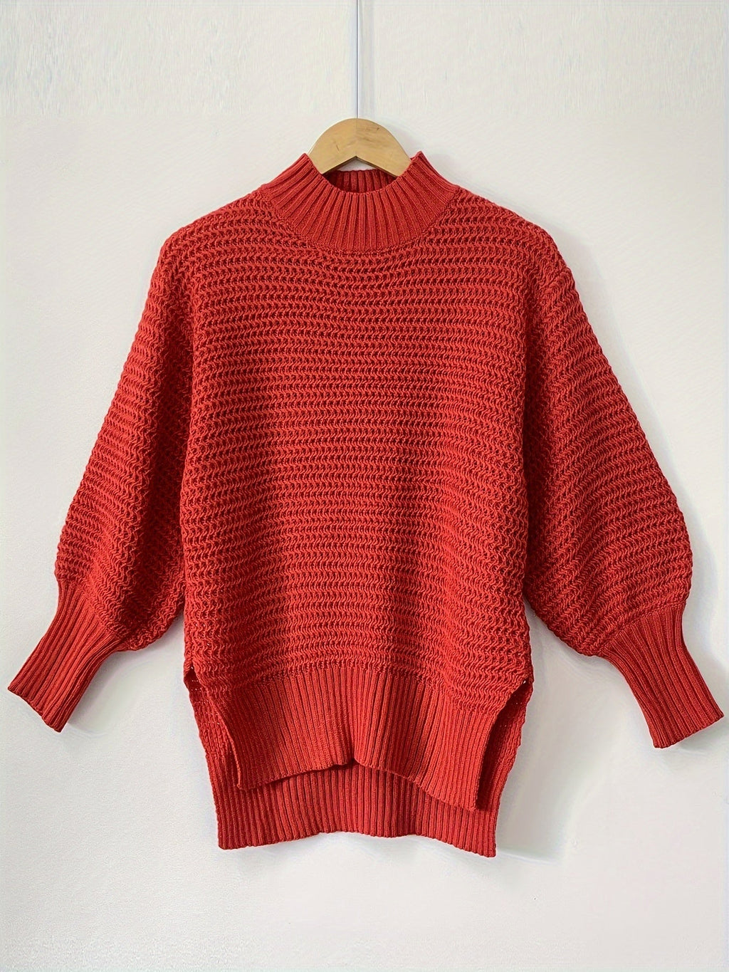 Women’s Knitted Sweater with Side Slit – Cozy Casual Knit Pullover