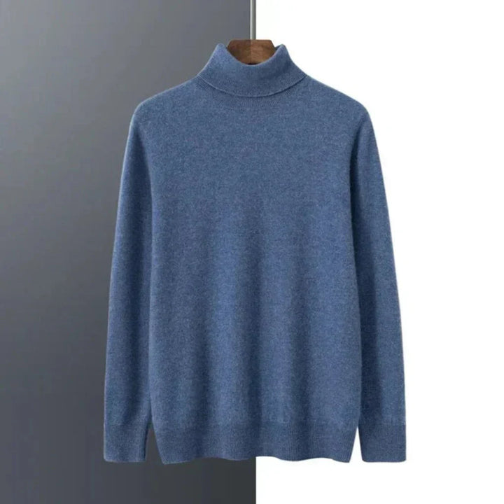 Men's Long Sleeve Relaxed Fit Turtleneck Sweater Blue