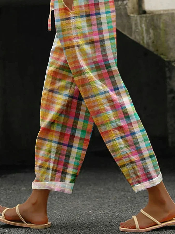 Women's Comfortable Checkered Pants-MODAUTLET