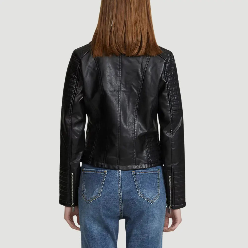 Faux Leather Biker Jacket for Women