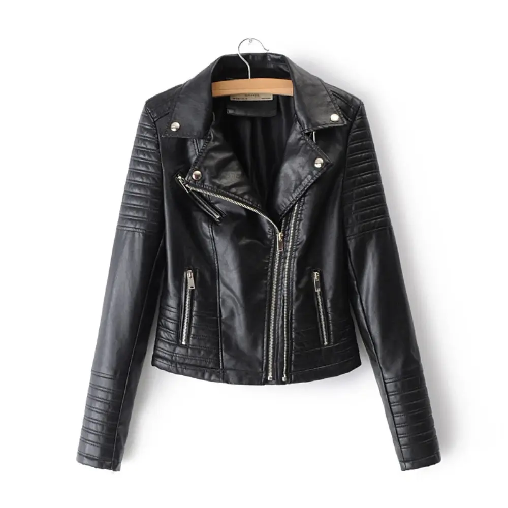 Faux Leather Biker Jacket for Women
