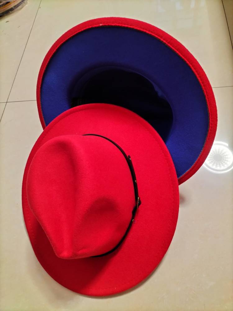 Chapeau Fedora en laine à blocs de couleur élégant pour hommes et femmes