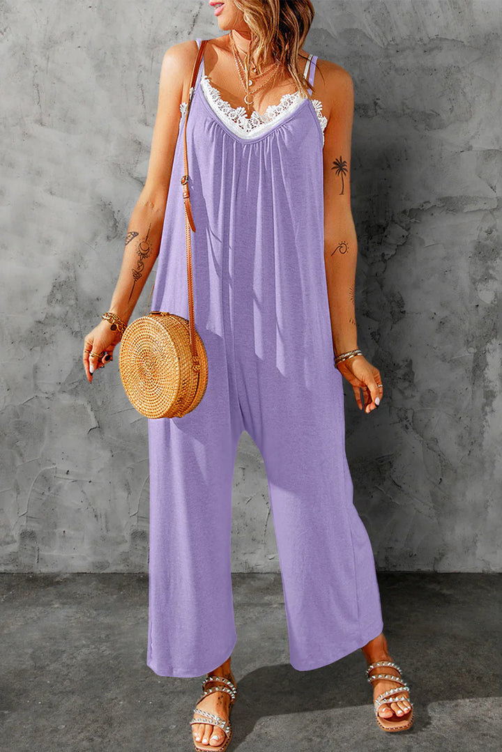 Women's Spaghetti Strap Wide Leg Fashion Jumpsuit