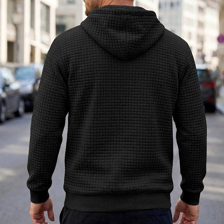 Men's Textured Hooded Pullover Sweatshirt