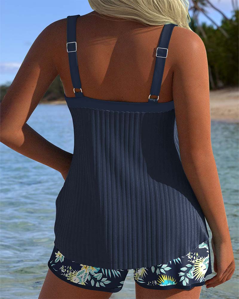 Women's Striped Tankini with Tummy Control-MODAUTLET