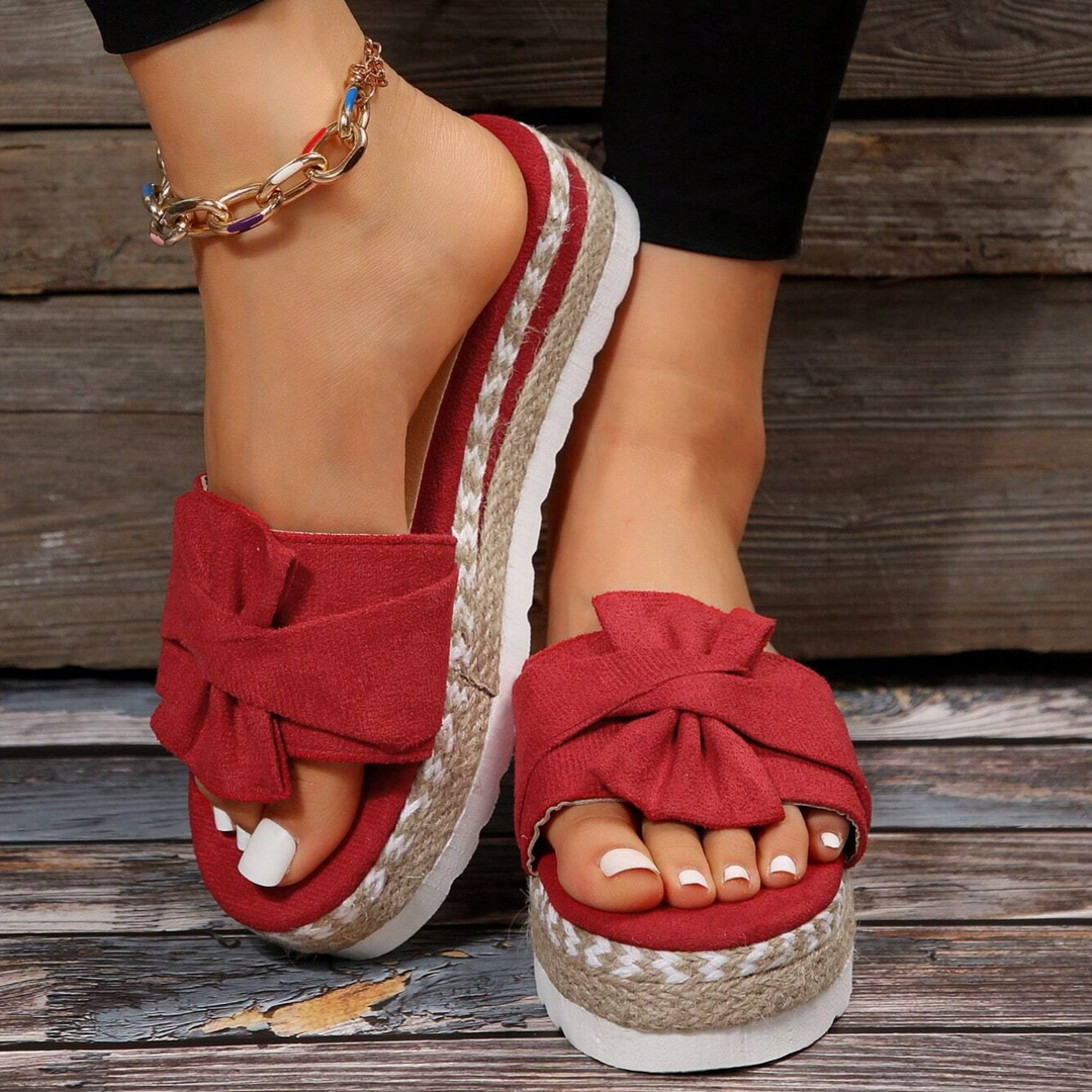 Women's Chic Mid-Heel Bow Sandals for Office & Events-MODAUTLET
