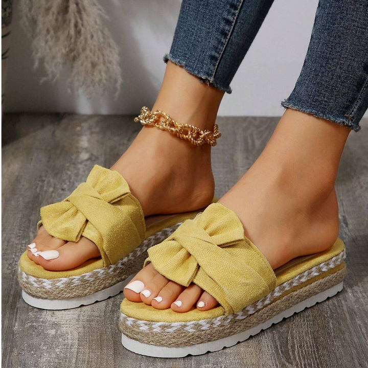 Women's Chic Mid-Heel Bow Sandals for Office & Events-MODAUTLET