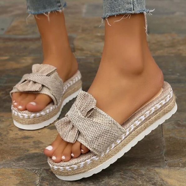 Women's Chic Mid-Heel Bow Sandals for Office & Events