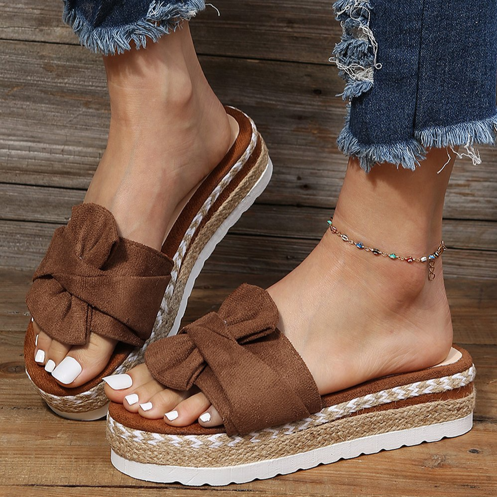 Women's Chic Mid-Heel Bow Sandals for Office & Events-MODAUTLET