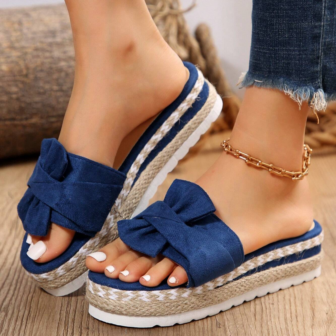 Women's Chic Mid-Heel Bow Sandals for Office & Events-MODAUTLET
