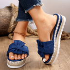 Women's Chic Mid-Heel Bow Sandals for Office & Events