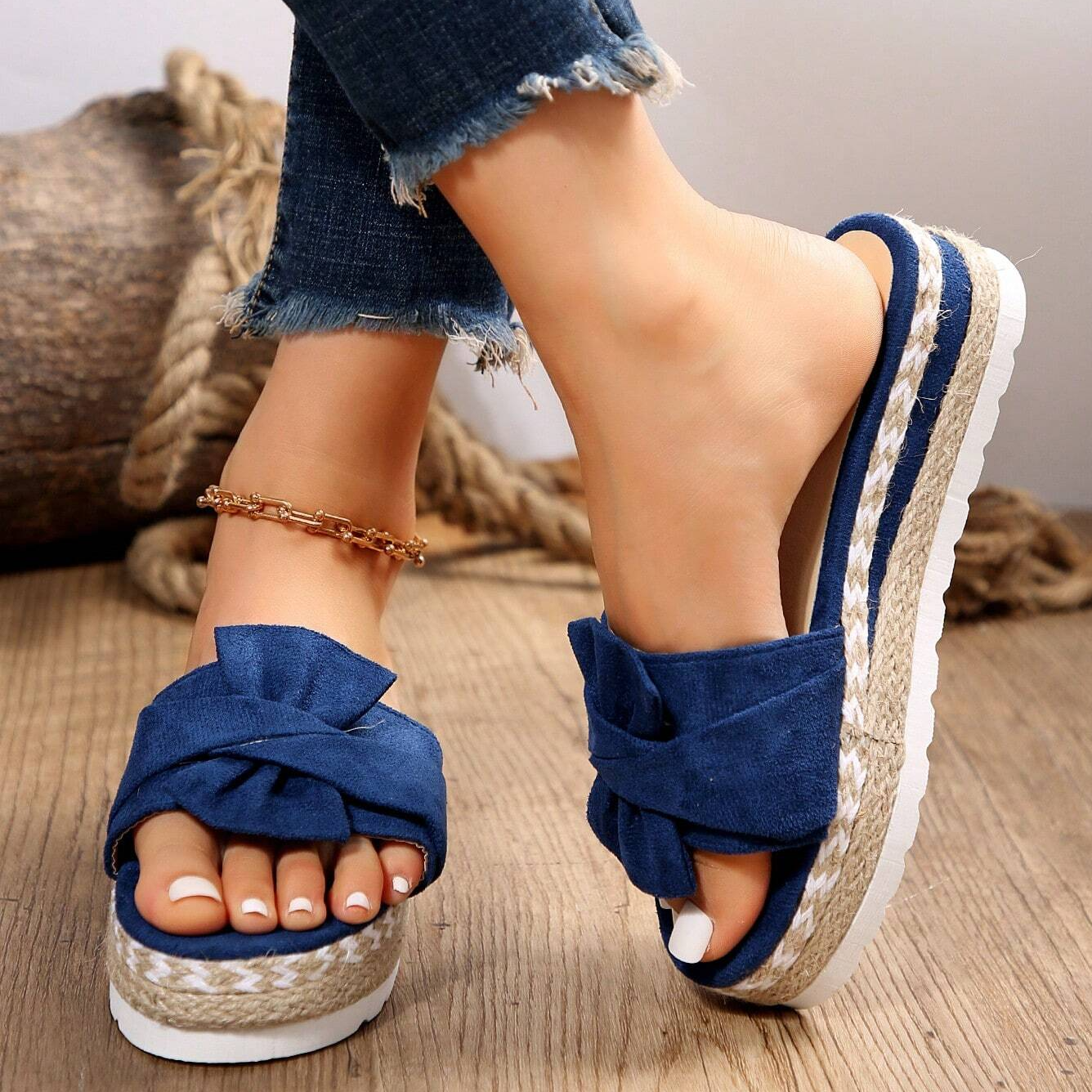 Women's Chic Mid-Heel Bow Sandals for Office & Events