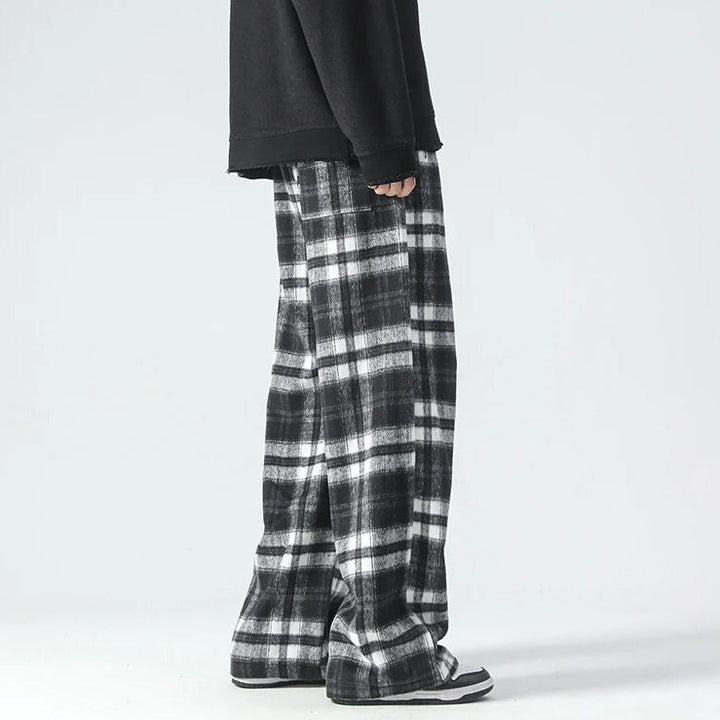 Men's Relaxed Plaid Pants-MODAUTLET