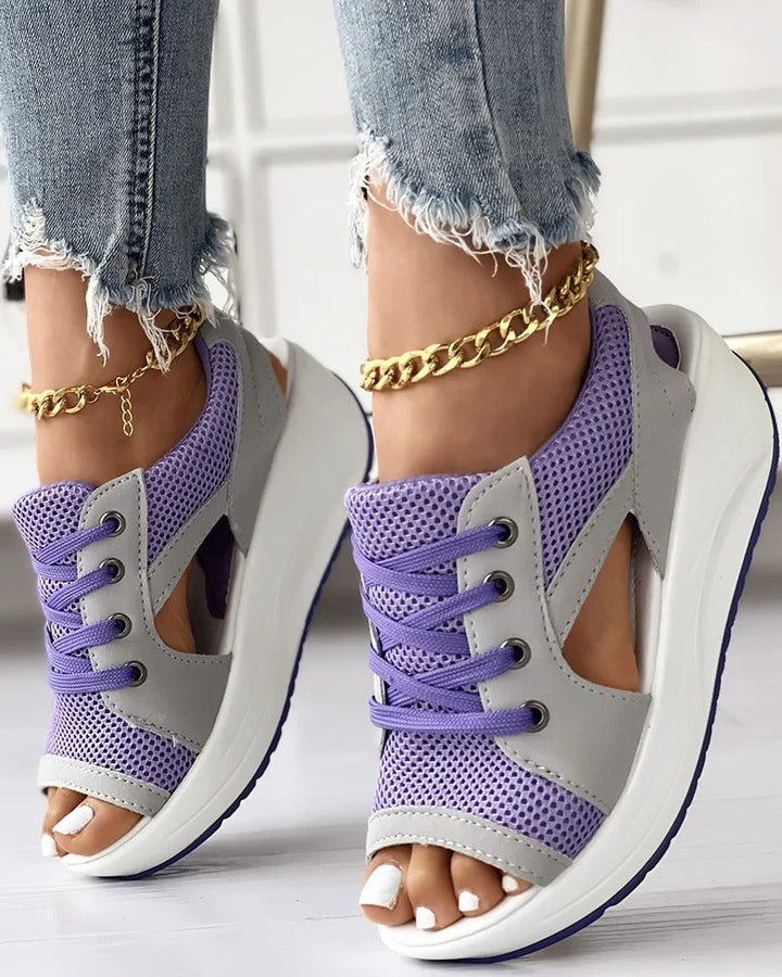 Women's Stylish Orthopedic Sandals with Contrast Panels-MODAUTLET