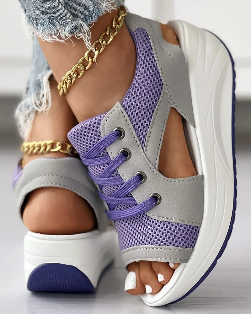 Women's Stylish Orthopedic Sandals with Contrast Panels-MODAUTLET