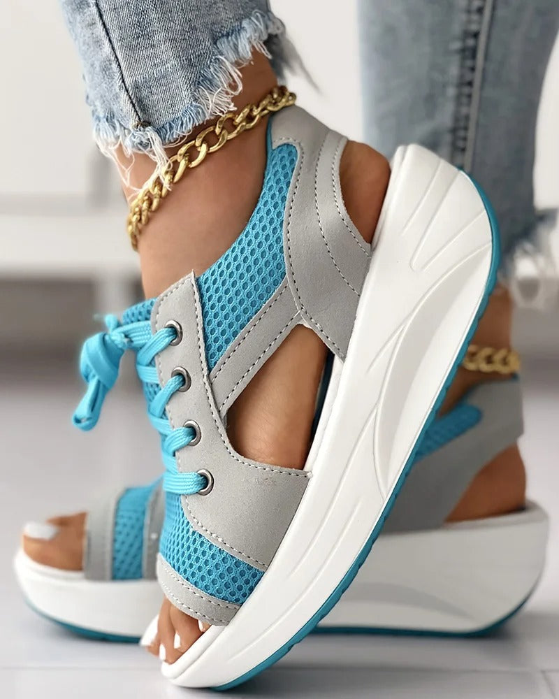 Women's Stylish Orthopedic Sandals with Contrast Panels-MODAUTLET