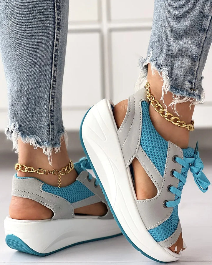 Women's Stylish Orthopedic Sandals with Contrast Panels-MODAUTLET