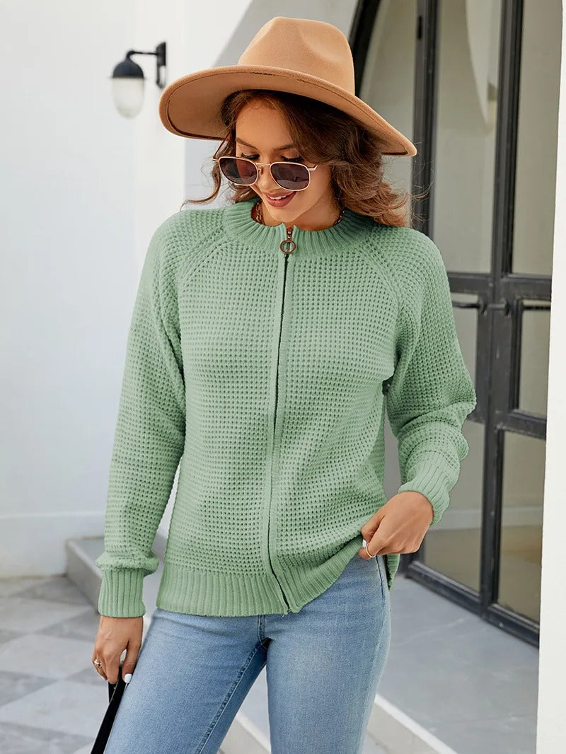 Waffle Cardigan - Cozy Knit Layer