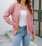 Waffle Cardigan - Cozy Knit Layer Pink