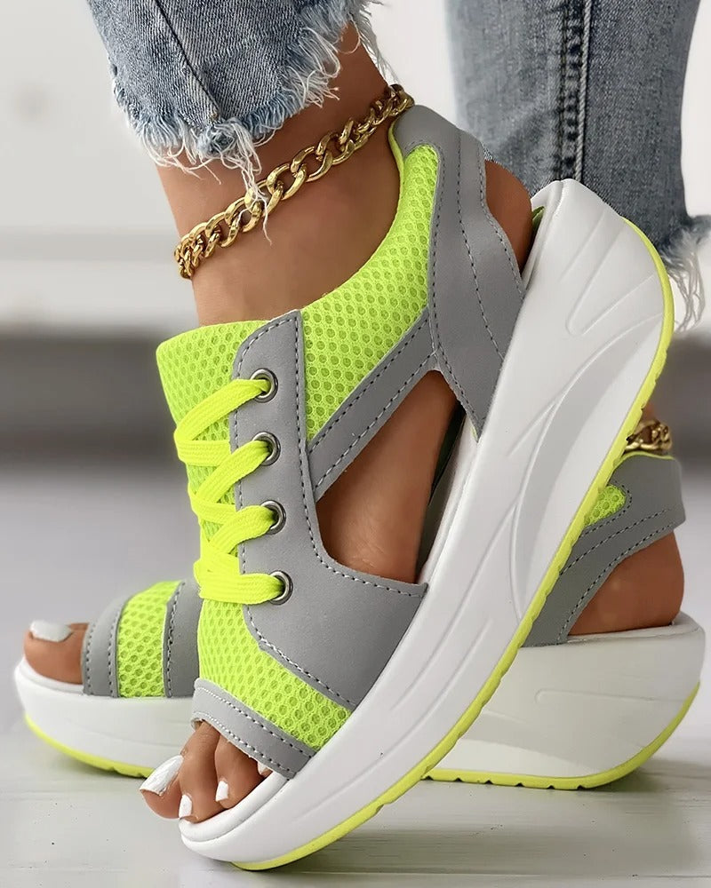 Women's Stylish Orthopedic Sandals with Contrast Panels-MODAUTLET