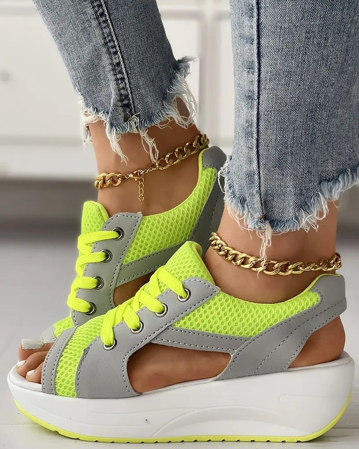 Women's Stylish Orthopedic Sandals with Contrast Panels-MODAUTLET