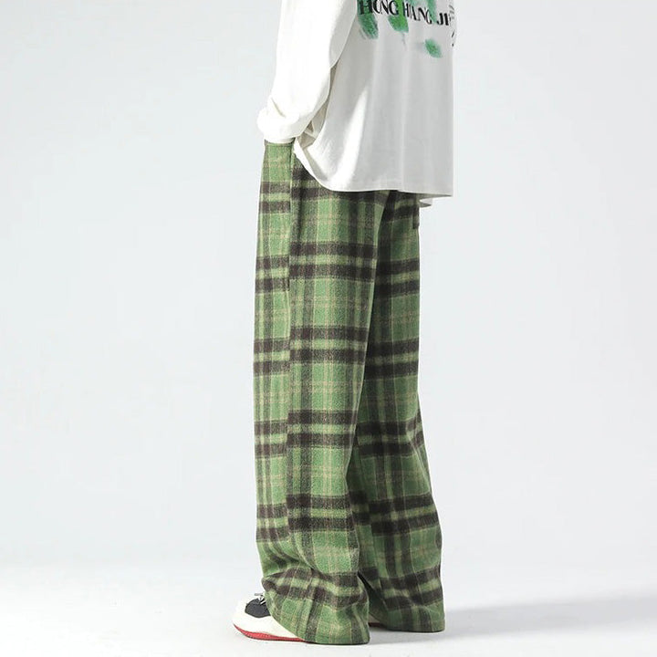 Men's Relaxed Plaid Pants-MODAUTLET
