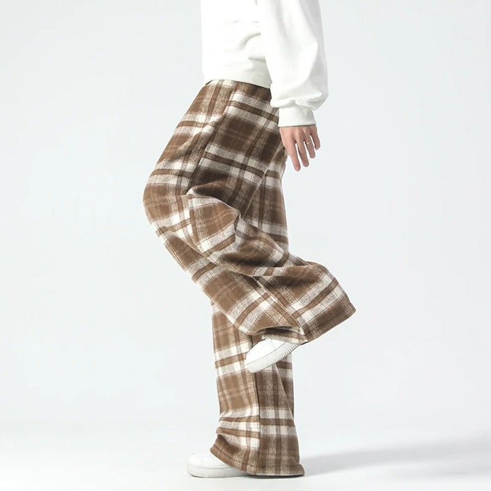 Men's Relaxed Plaid Pants-MODAUTLET