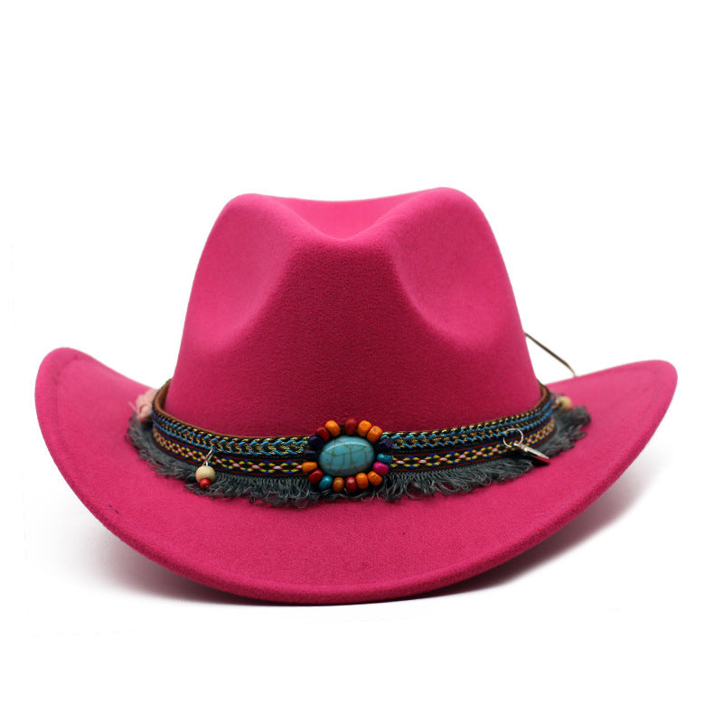 Sombreros de fieltro rizado para vaqueros, accesorios para montar para hombres y mujeres