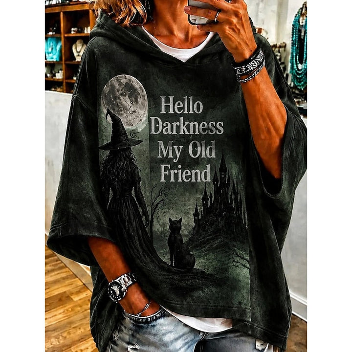 Naisten Halloween-noita-kuvioinen oversized-huppari