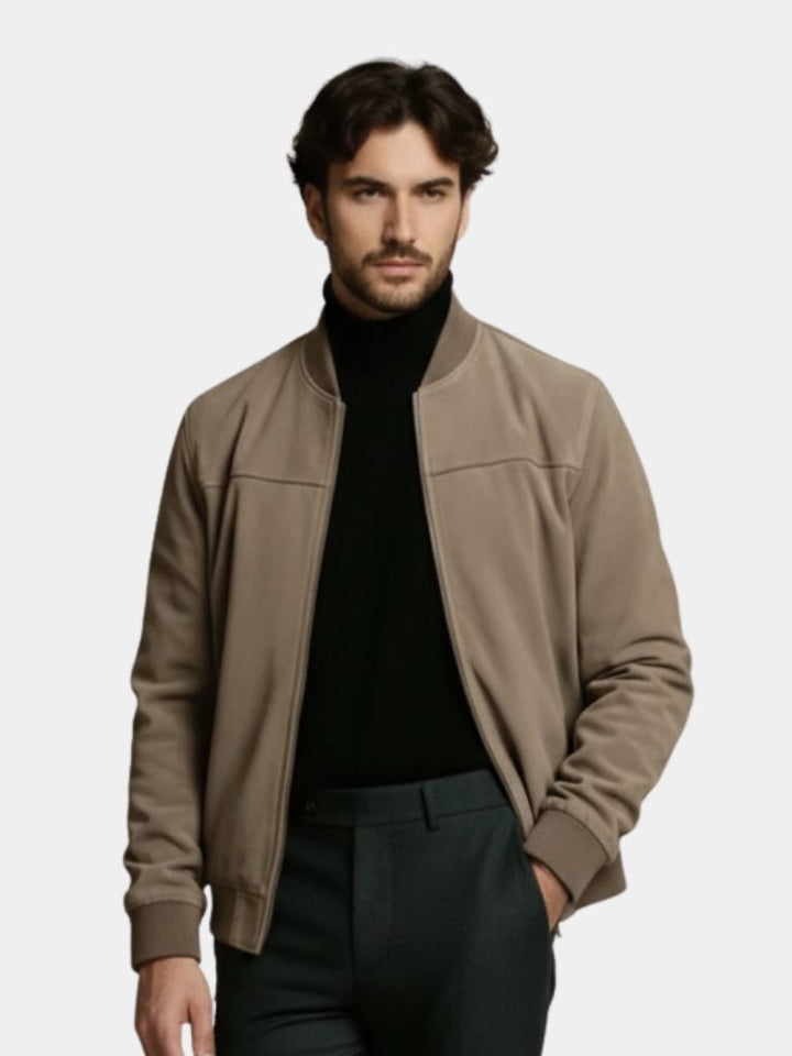 Blouson aviateur long, sculpté et drapé pour homme