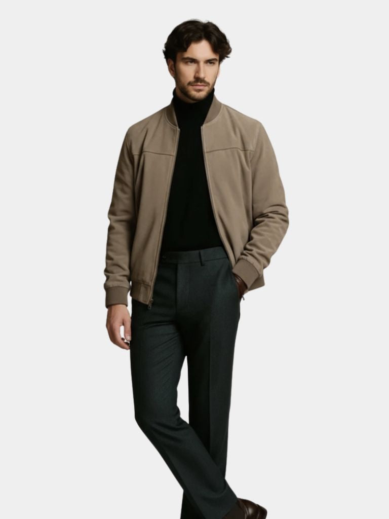 Blouson aviateur long, sculpté et drapé pour homme