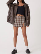 Stylish Oversized Bomber Jacket BROWN