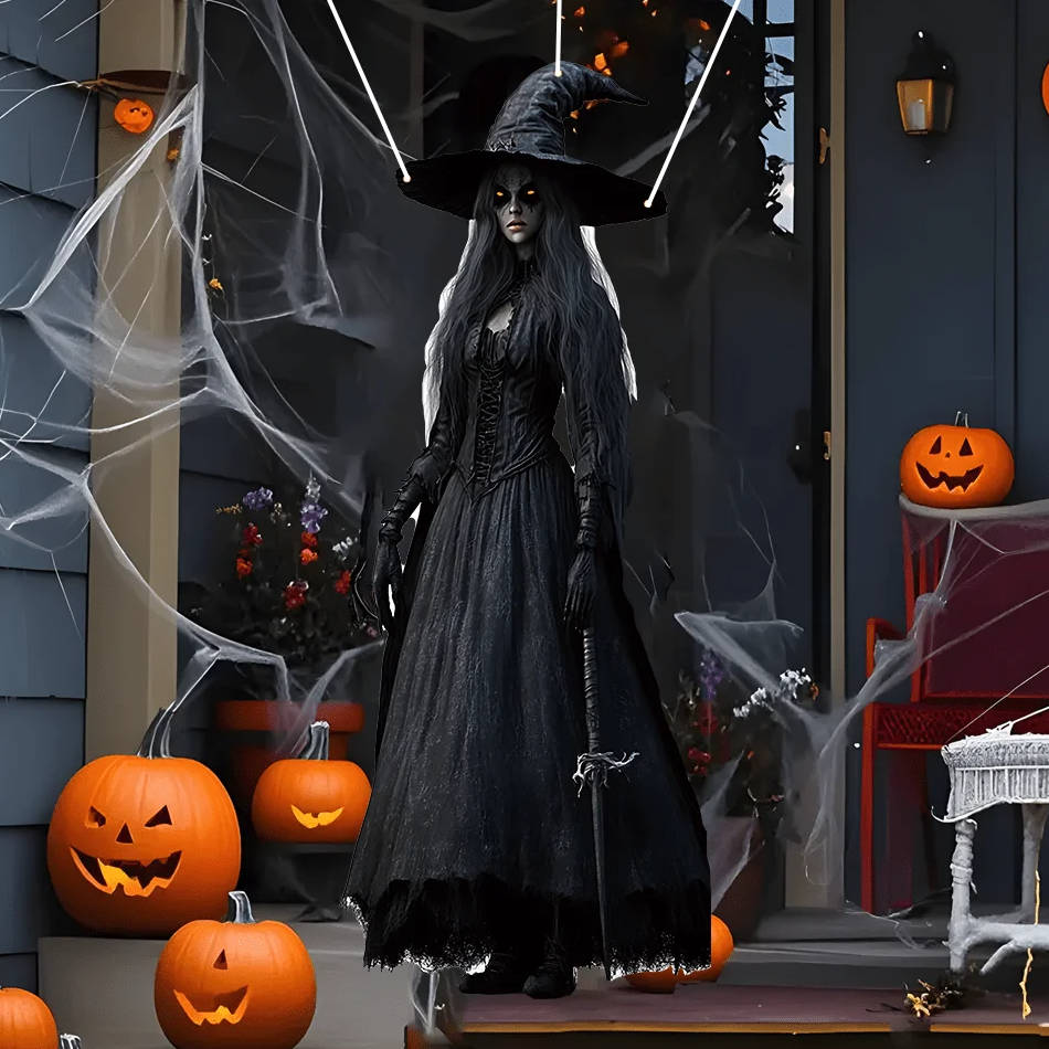 Decoração suspensa de noiva caveira de Halloween com tecido resistente às intempéries