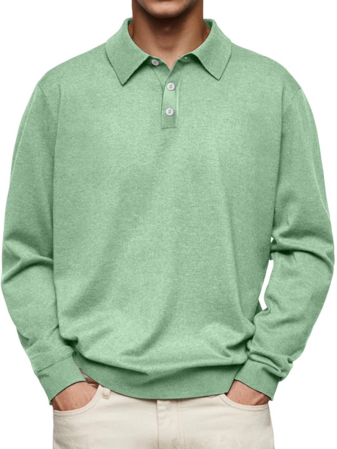Men's Classic Long Sleeve Polo Shirt-MODAUTLET