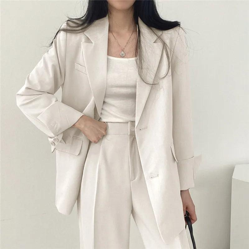Hailey | Conjunto de Fato Feminino Ajustado com Blazer Comprido