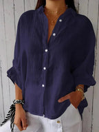 Women's Graceful Charm Blouse Navy Blue
