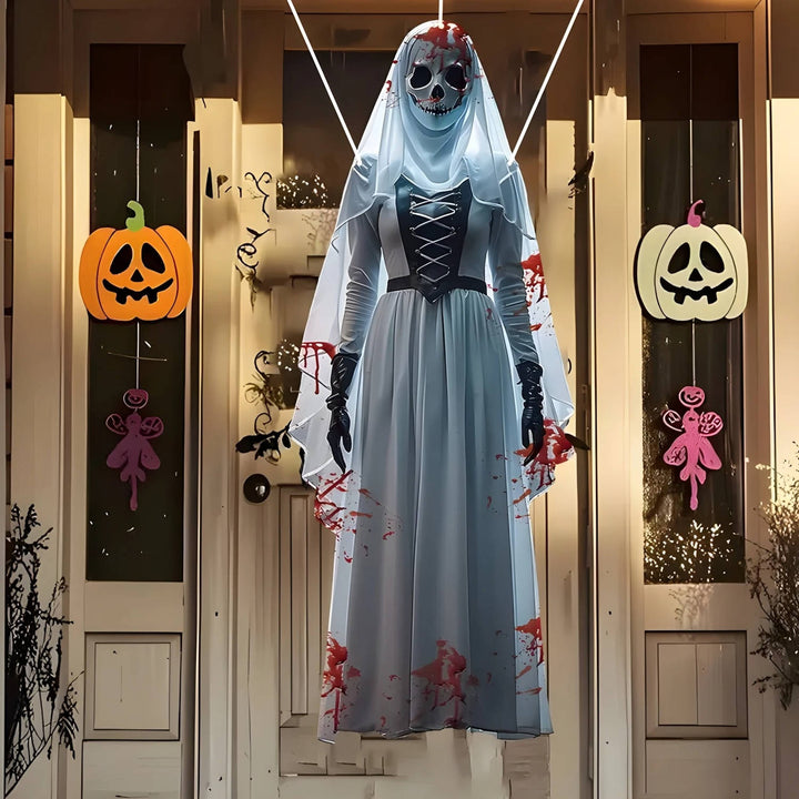 Decoração suspensa de noiva caveira de Halloween com tecido resistente às intempéries