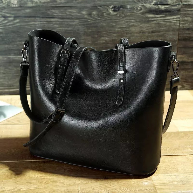 Vintage Leather Shoulder Bag For Women Elegant And Durable Black