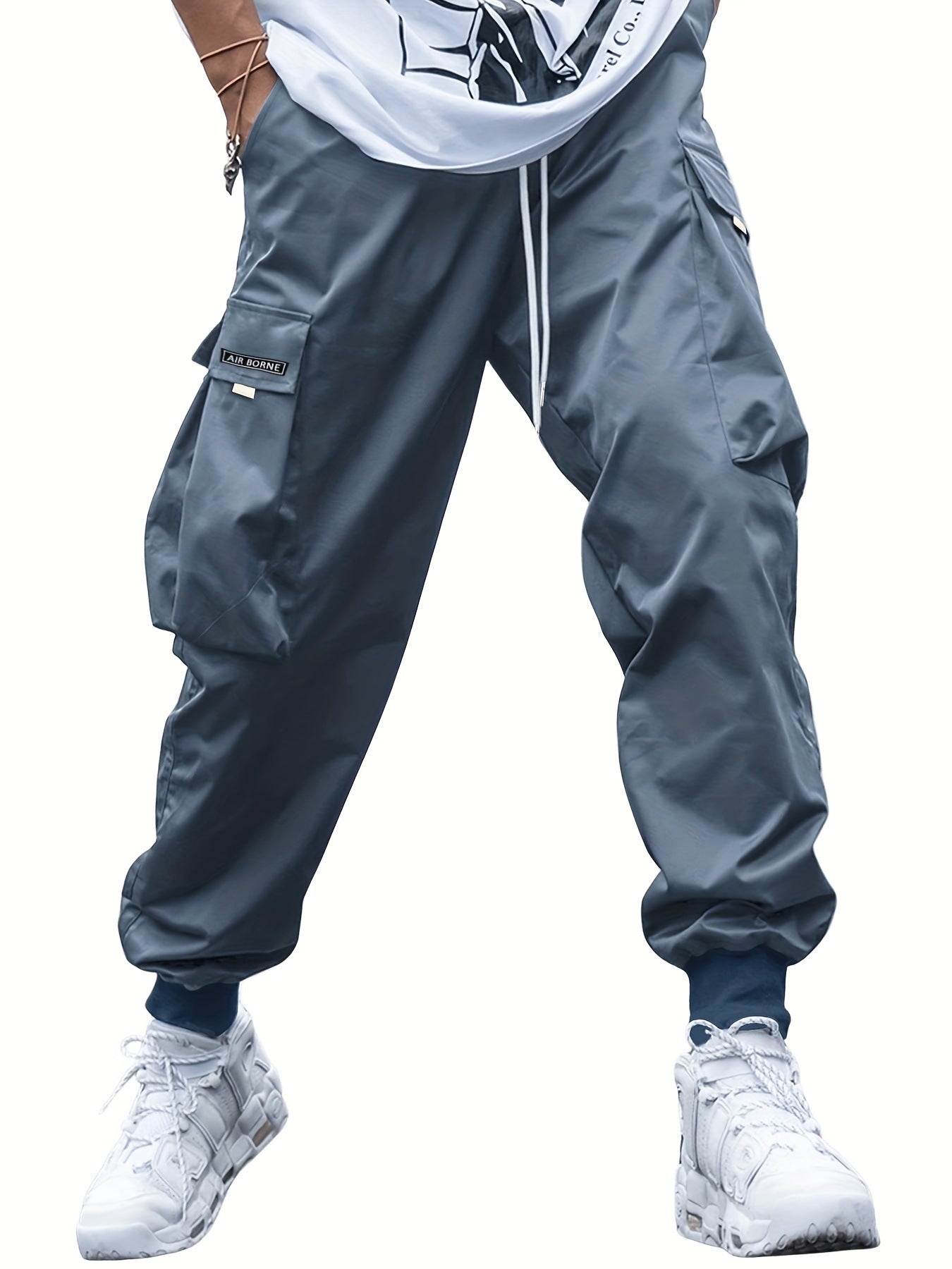 Men's Cargo Joggers with Multi-Pockets Navy Blue