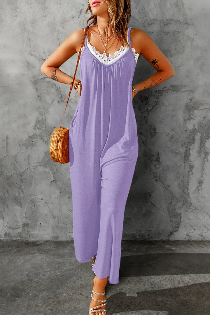 Women's Spaghetti Strap Wide Leg Fashion Jumpsuit