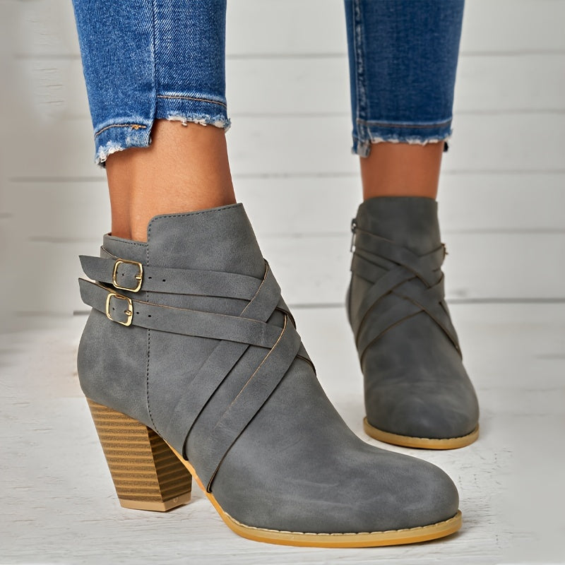 Women's Chic Heeled Ankle Boots Gray