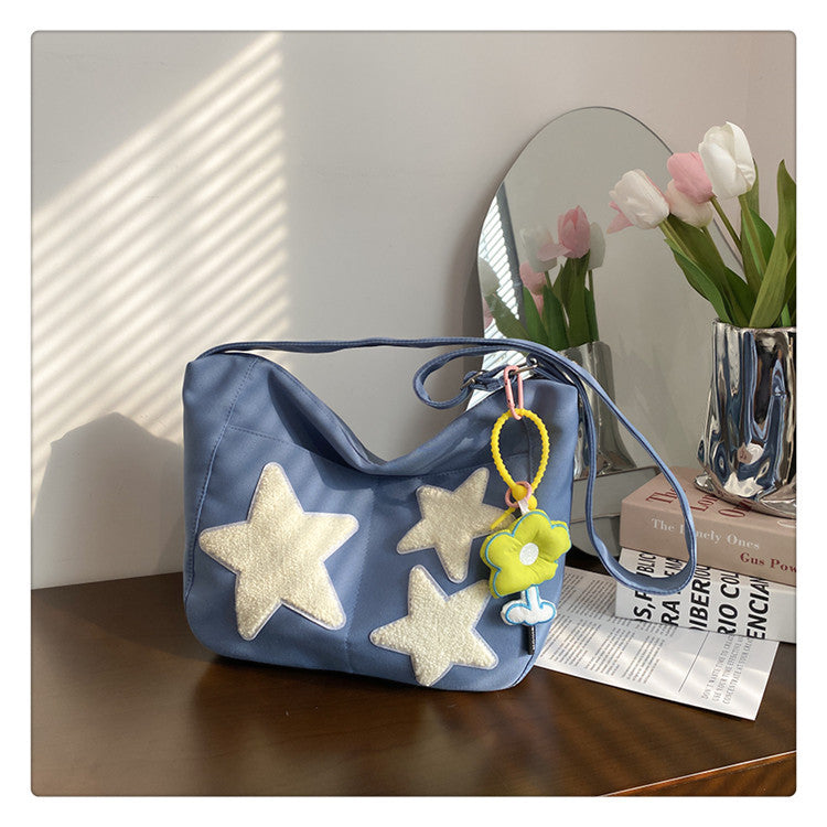 Large Capacity Versatile Crossbody Bag Blue With pendant
